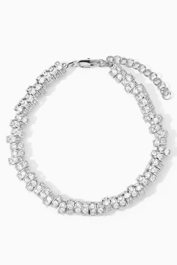 The Rio Rhinestone Anklet in Rhodium-plated Silver