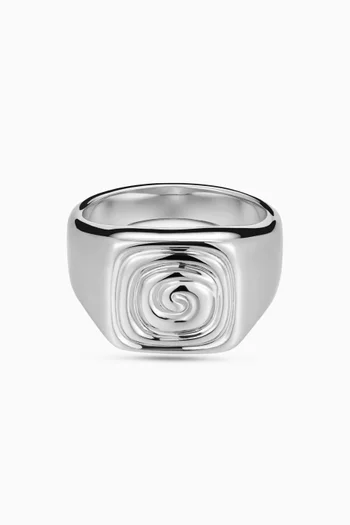 The Seychelles Signet Ring in Rhodium-plated Silver