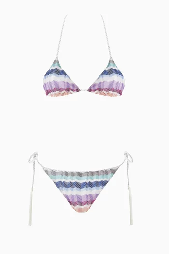 Zigzag-knit Bikini Set