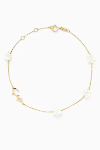 Oula 'Hob' Mother of Pearl Anklet in 18kt Gold