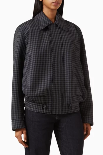 Drawstring Checked Jacket