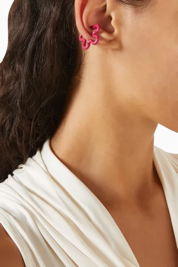 Flower Single Ear Cuff in Enamel-plated Silver