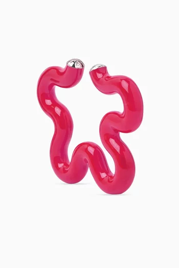Flower Single Ear Cuff in Enamel-plated Silver