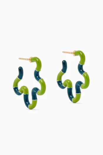Two-Tone Asymmetrical Flower Earrings in 9kt Gold