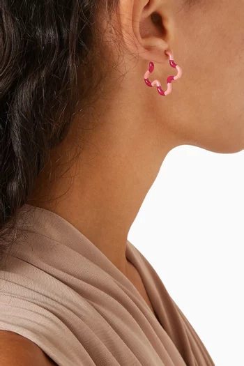 Two-Tone Asymmetrical Flower Earrings in 9kt Gold