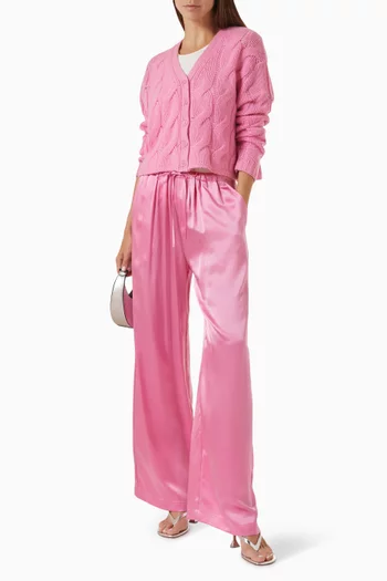 Jolie V-neck Cropped Cable Cardigan in Cashmere
