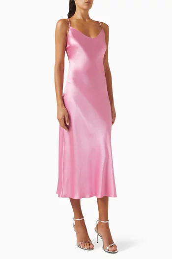 Taylor V-neck Bias-cut Midi Dress in Silk