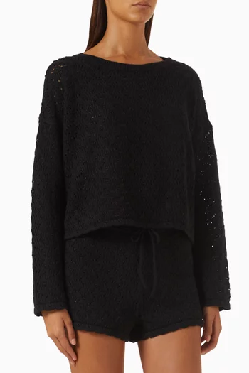 Rosie Cropped Pullover Top in Cotton-blend