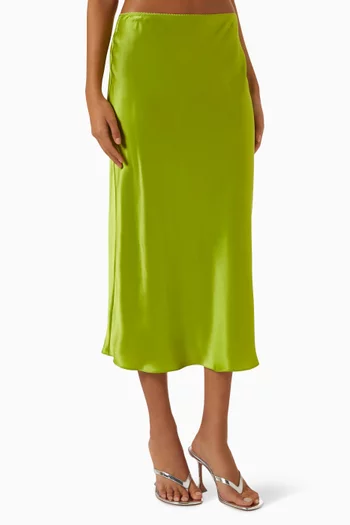 Miranda Bias-cut Midi Skirt in Silk