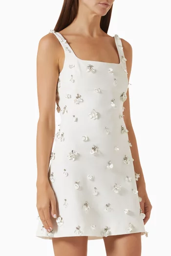 Ziva Embellished Mini Dress in Crepe
