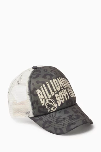 Leopard-print Arch Logo Trucker Cap