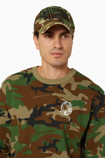 Distressed Camo-print Arch Logo Cap