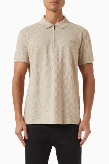 x Porsche Checked Polo T-shirt in Cotton