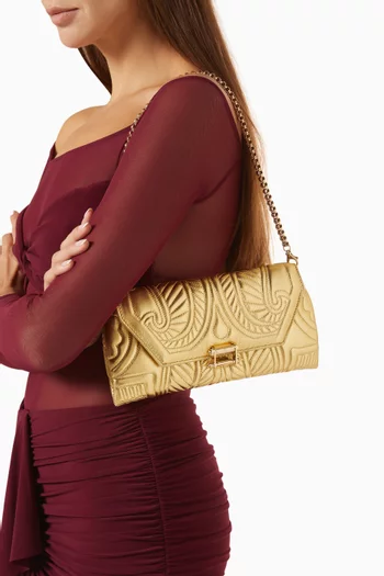 Mini Lotus Clutch in Laminated Nappa