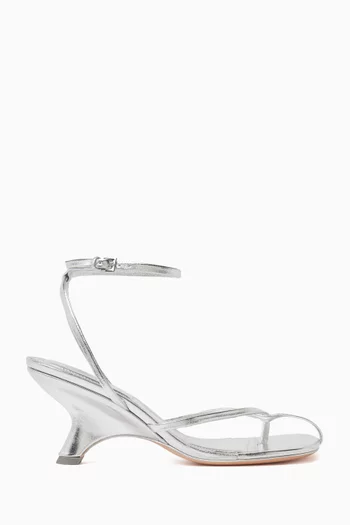 Kelsey Wedge Sandals in Metallic Leather