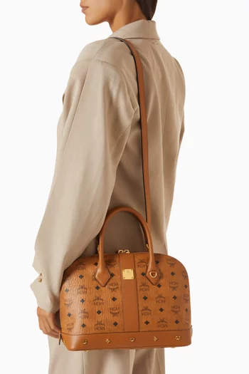 Medium Pina Studded Tote Bag in Visetos Canvas