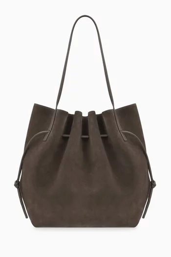 Scallop Tote Bag in Suede