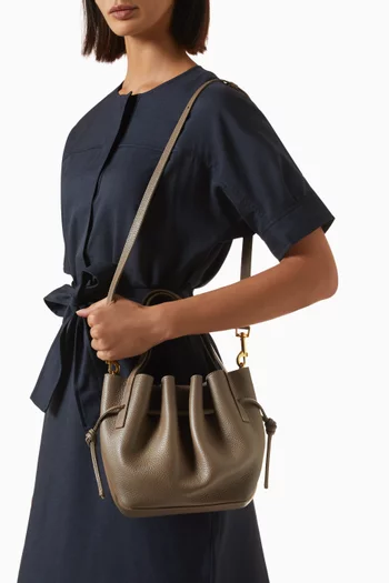 Mini Scallop Tote Bag in Pebbled Leather