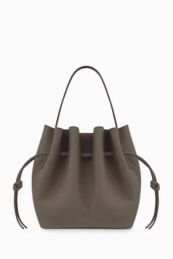 Mini Scallop Tote Bag in Pebbled Leather