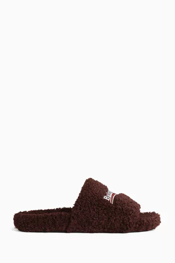 Furry Open Mule Slides