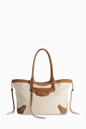Medium Le City Beach Tote Bag in Linen Canvas