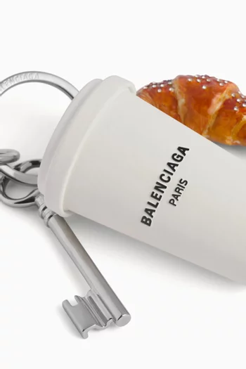 Coffee Cup Charm Keychain in Rubber