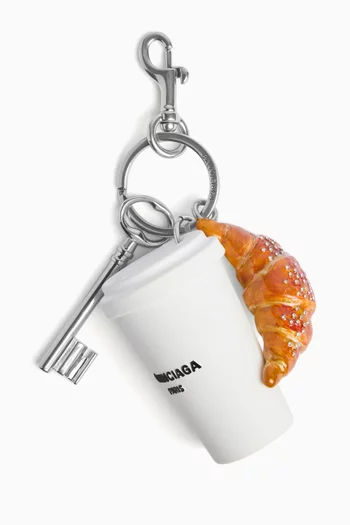 Coffee Cup Charm Keychain in Rubber