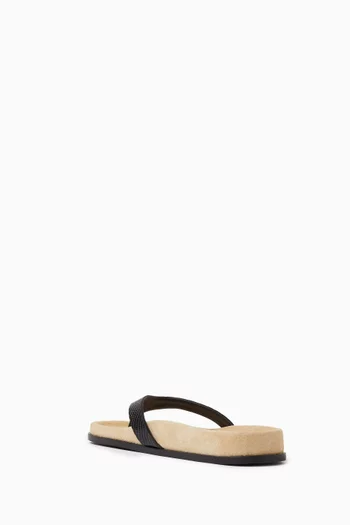Swift Contoured Flip Flops in Lizard-embossed Leather