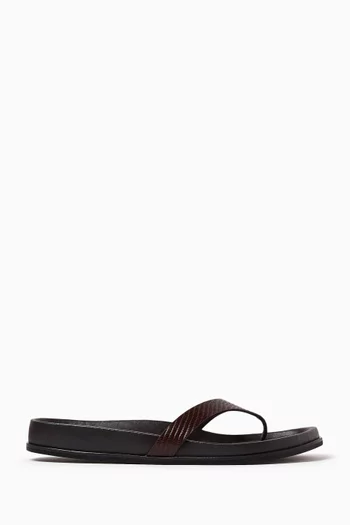 Swift Contoured Flip Flops in Lizard-embossed Leather