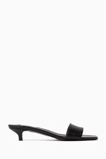 Bandeau 35 Mule Sandals in Lizard-embossed Leather