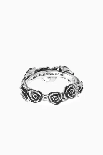 Rose Band Ring in Sterling Silver