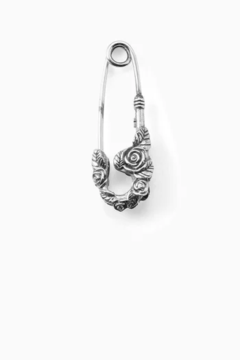 Rose Pin Single Earring in Silver