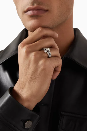 Flourish Skull Ring in Sterling Silver