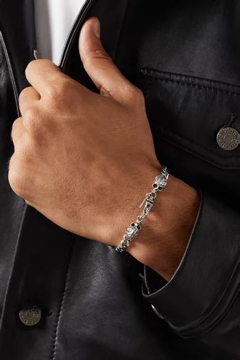 Flourish Skull Bracelet in Sterling Silver