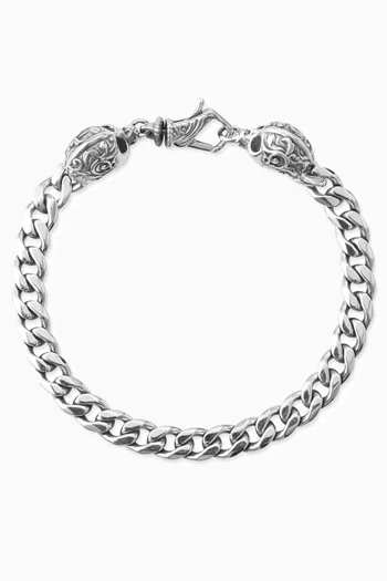 Flourish Skull Bracelet in Sterling Silver