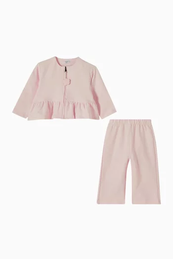 Flared Sweatshirt & Pants Set in Stretch Cotton