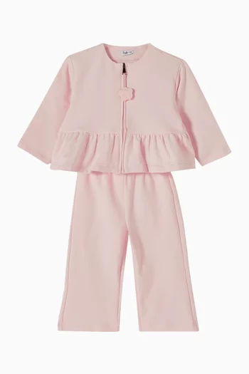 Flared Sweatshirt & Pants Set in Stretch Cotton