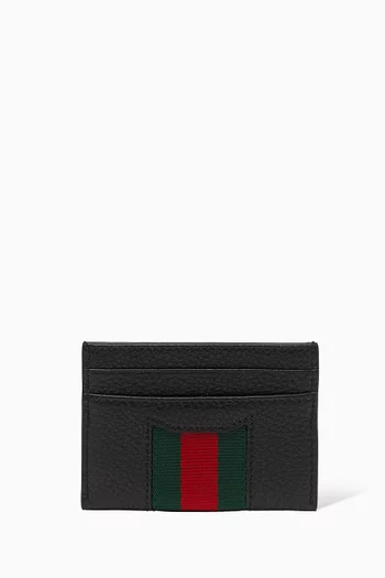 Web Trademark Card Case in Leather