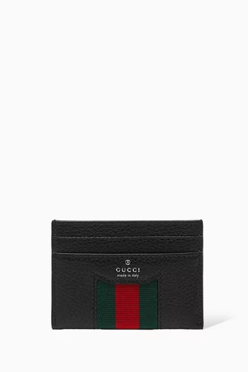 Web Trademark Card Case in Leather