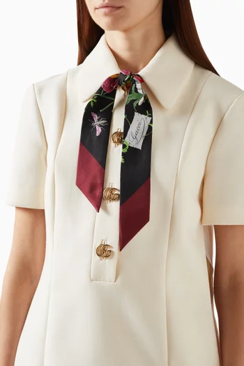 Flora-printed Ribbon Scarf in Silk