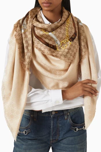 Printed Scarf in Silk Twill