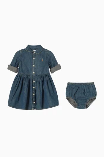 Logo Dress in Denim