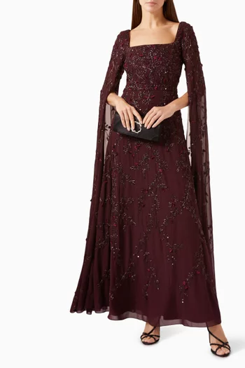 Floral Embellished Gown in Georgette