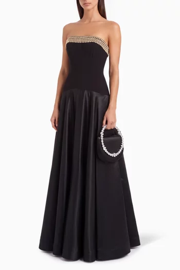 Strapless Gown in Crepe & Satin
