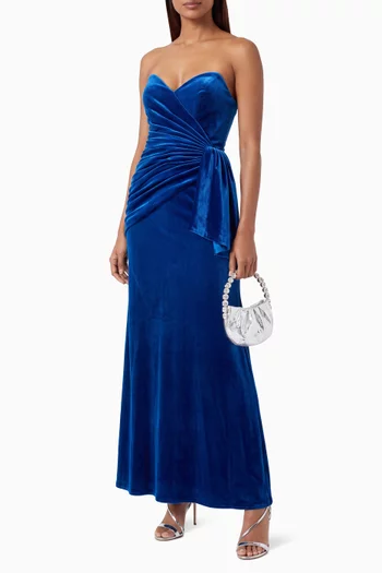 x Ieena Bow Draped Gown in Velvet