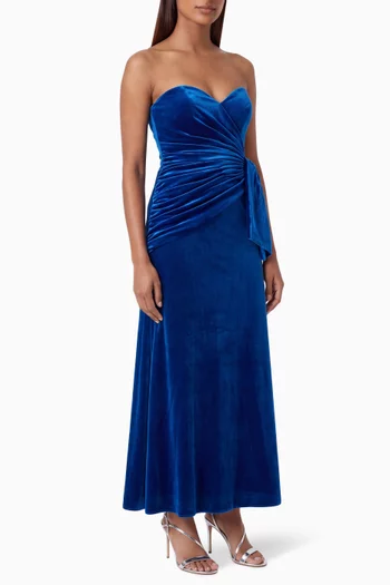 x Ieena Bow Draped Gown in Velvet