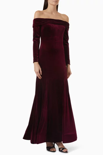 x Ieena Off-shoulder Mermaid Gown in Velvet