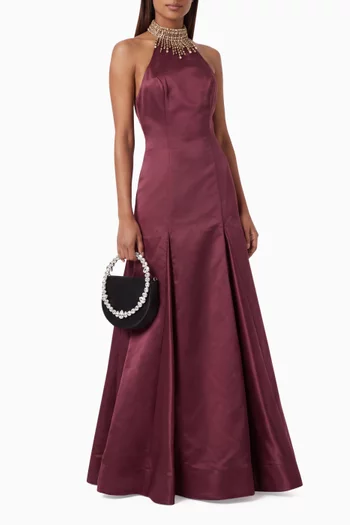 x Ieena Embellished Gown in Satin