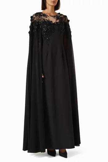 Floral Embellished Gown in Chiffon