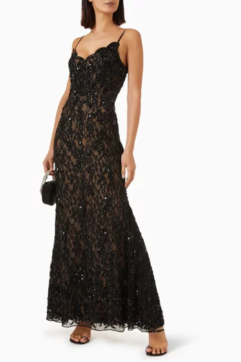 Bead-embellished Column Gown